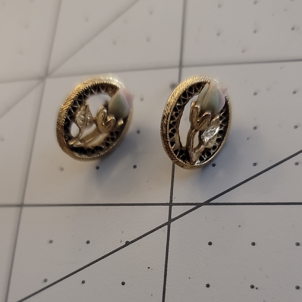 Elegant Gold and Silver Floral Earrings